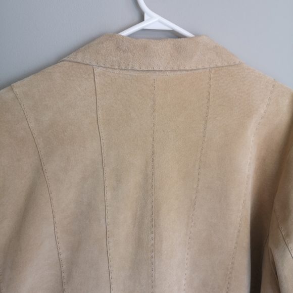 Vintage 100% Genuine Leather Long Suede Open Front Southwestern Boho Coat - Picture 4 of 16